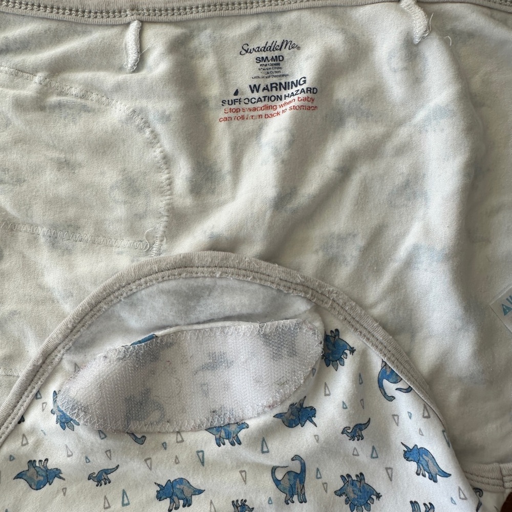 SwaddleMe Infant Wrap with Blue and White Dinosaur Design - Picture 2 of 5